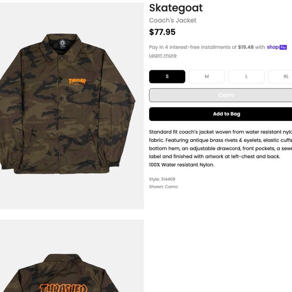 Thrasher windbreaker / raincoat - Picture 4 of 4